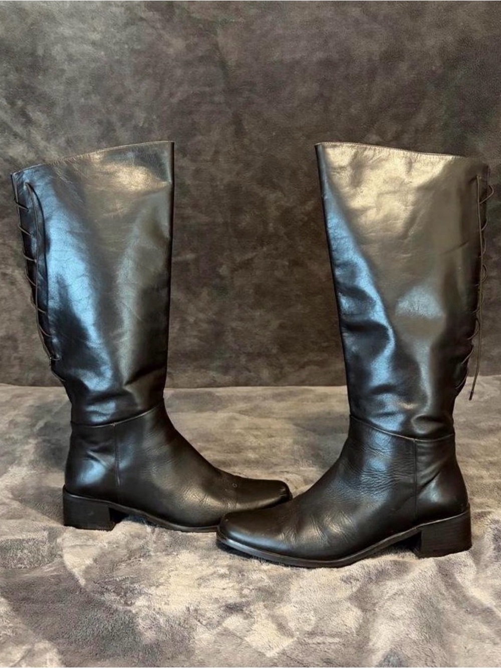 Sudini dark brown lather knee high boots